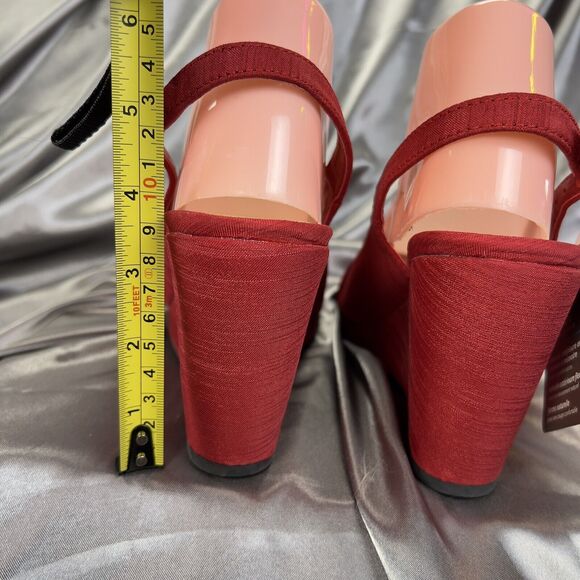 Comfort Plus Predictions Women’s 9  Wedge Slingback Sandals Red Summer Heels NEW - Picture 7 of 14